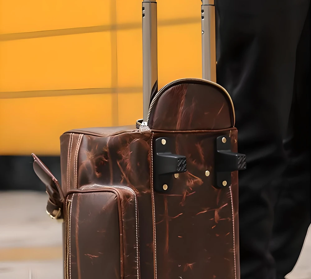 leather rolling carry on